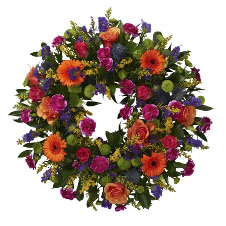 Vibrant loose wreath tribute